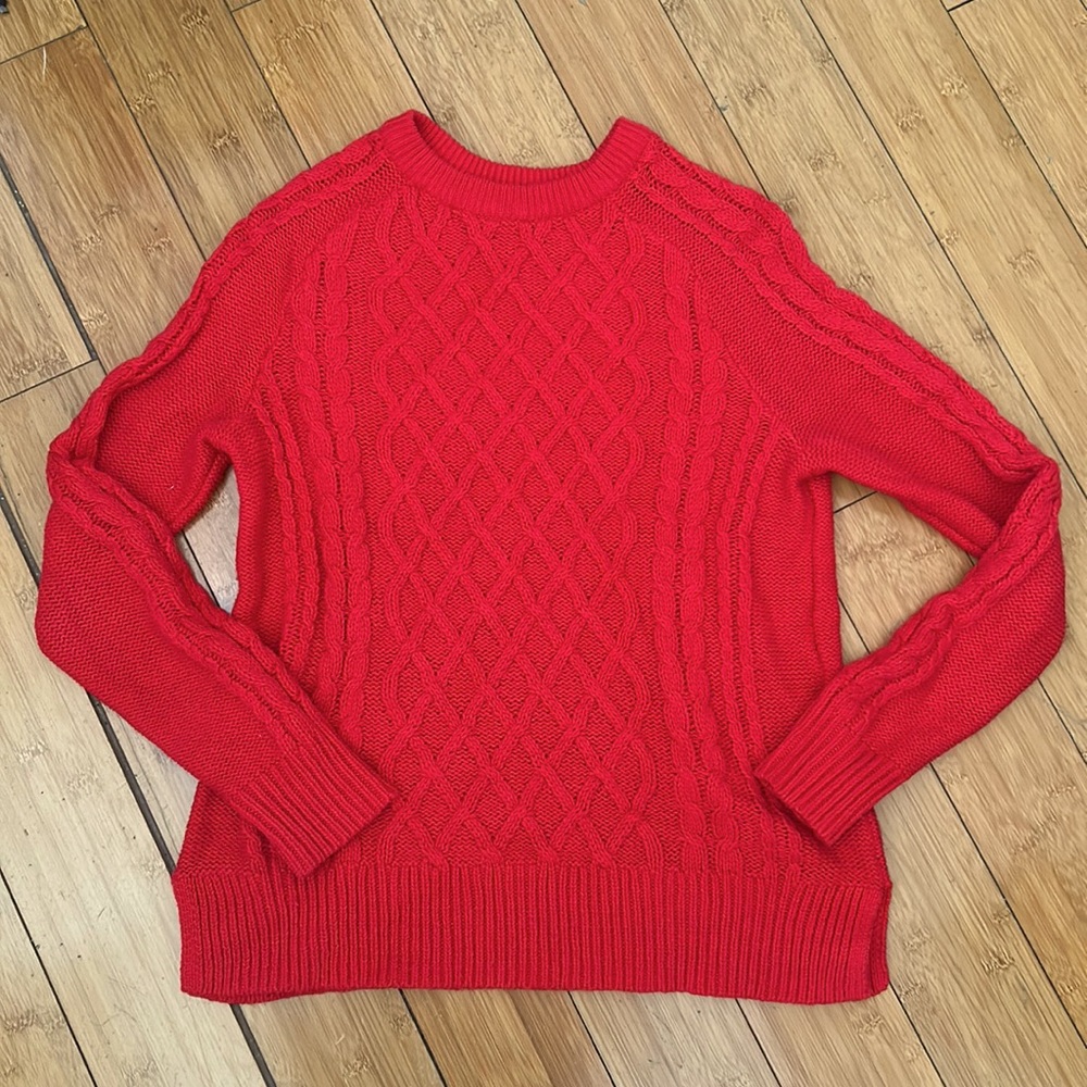 Red Crewneck Cable Knit Sweater - Old Navy S